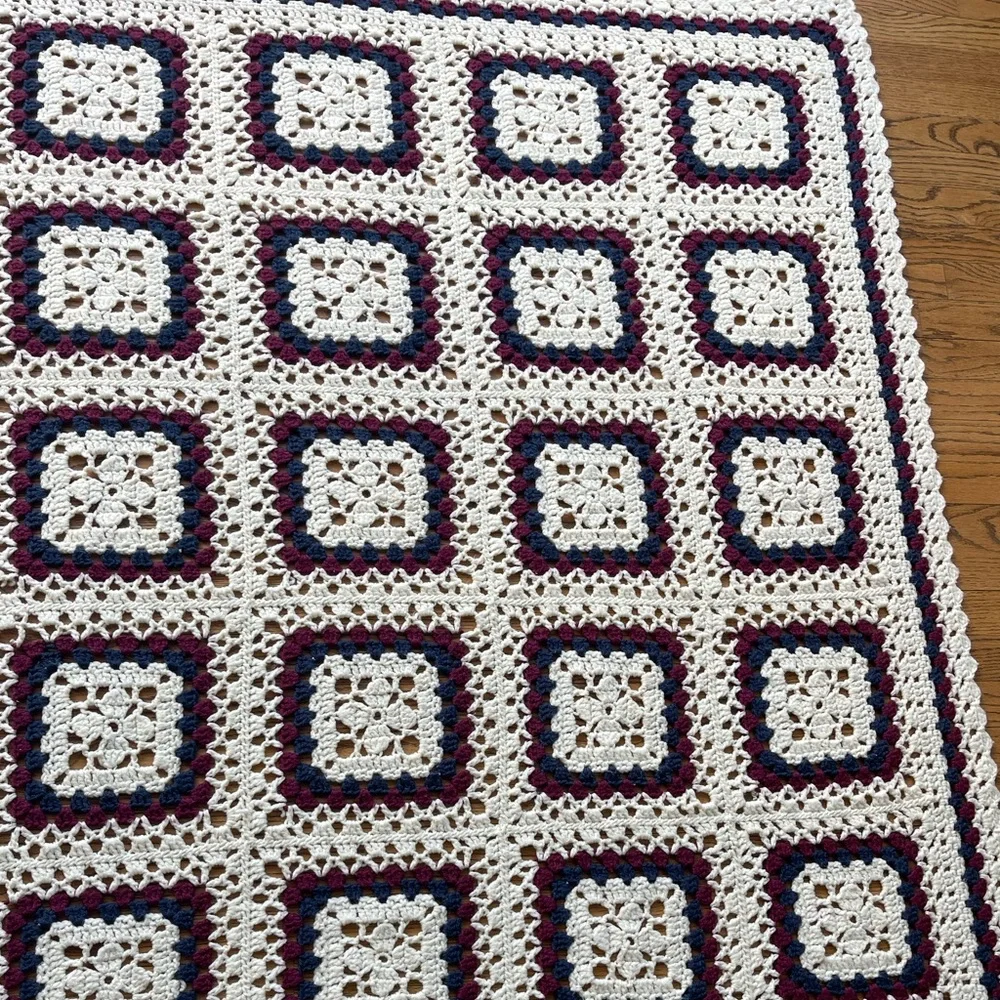Handmade Large Granny Square Afghan Blanket 58 x 81